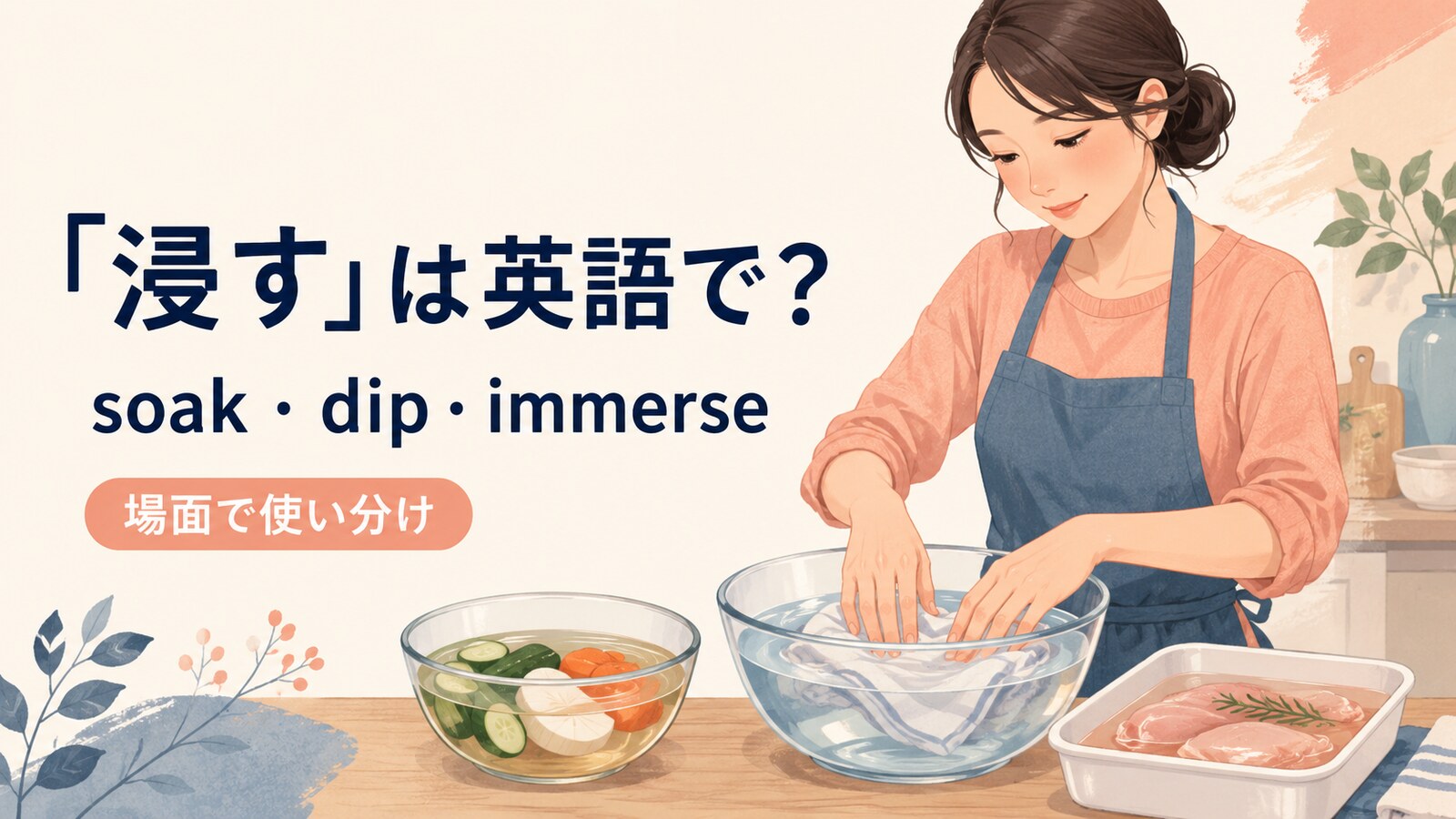 「浸す」は英語で？soak・dip・immerseの違いと使い分け