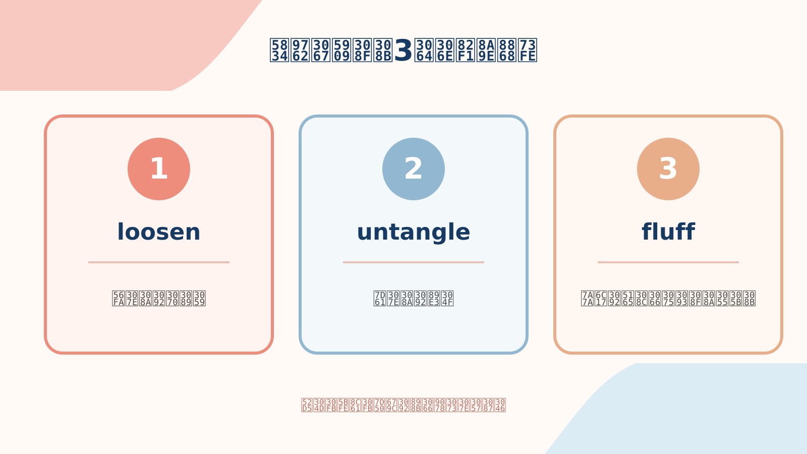 ほぐすの英語表現loosen・untangle・fluffの使い分け比較図