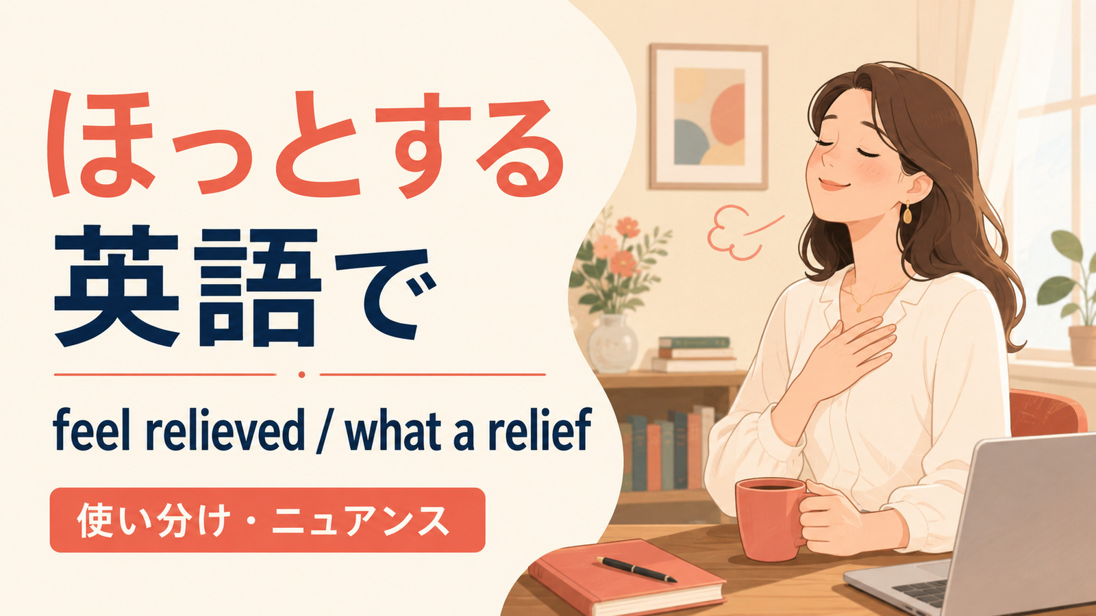 「ほっとする」の英語表現 feel relieved・What a relief・reassuring