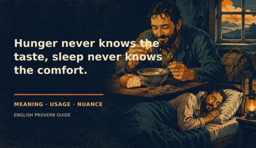 Hunger never knows the taste, sleep never knows the comfort.の意味・使い方｜ニュアンスと例文を解説
