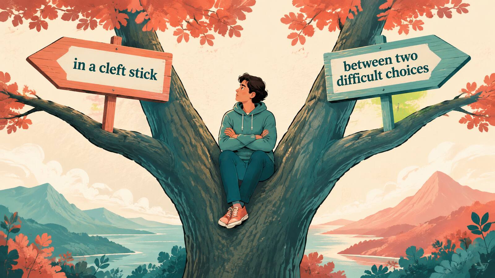 in a cleft stickが難しい二択の板挟みを表すことを示す解説画像