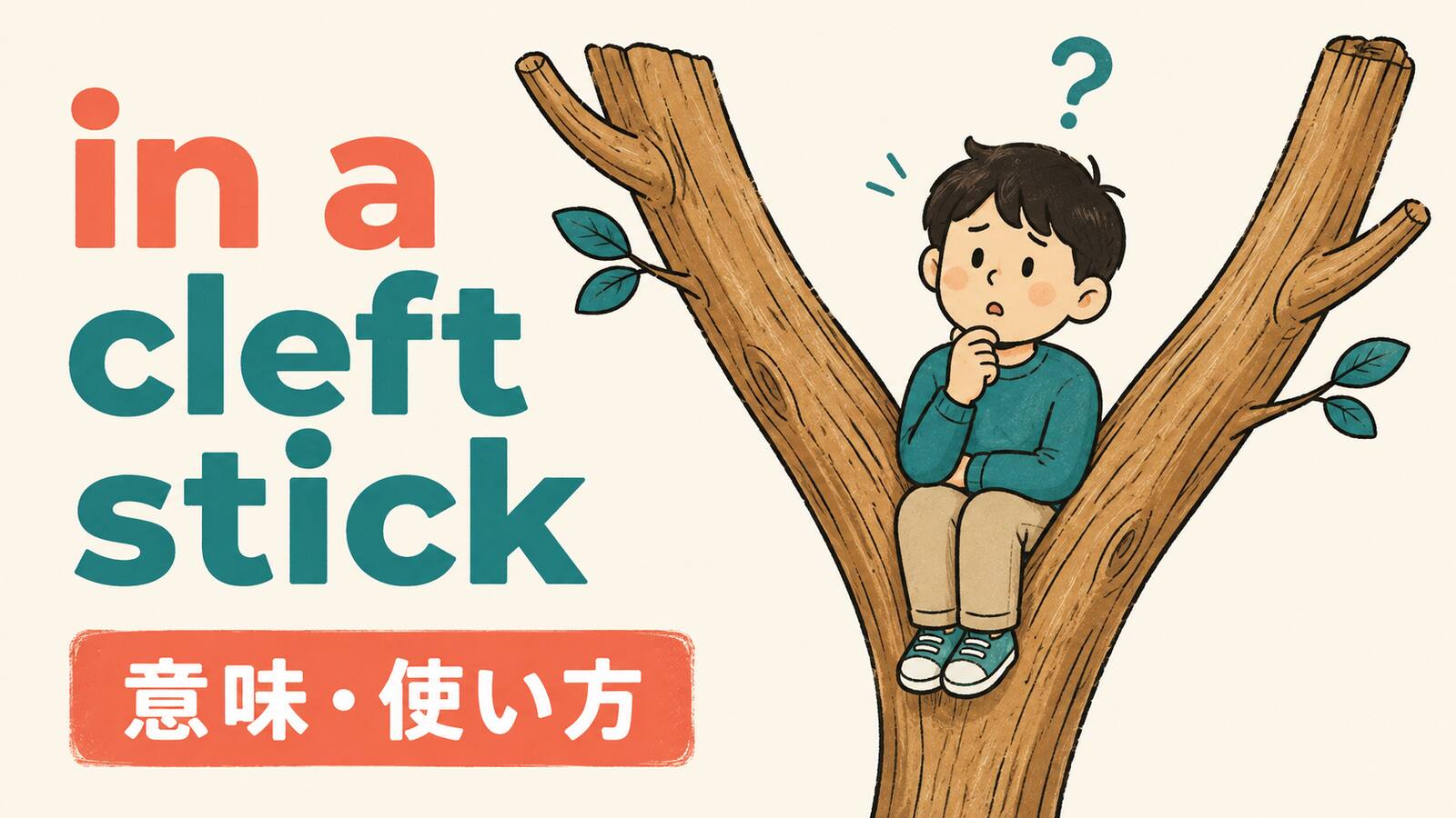 in a cleft stickの意味と使い方を解説するアイキャッチ画像