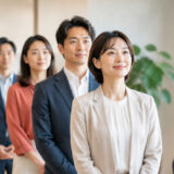 in line for の意味を視覚化した英語学習画像