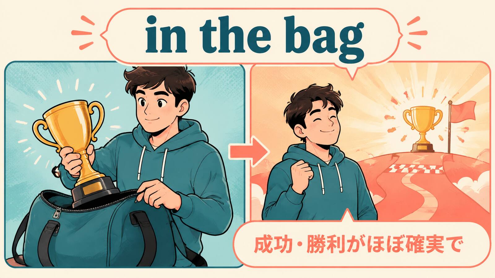 in the bagの意味とニュアンスを説明するイラスト