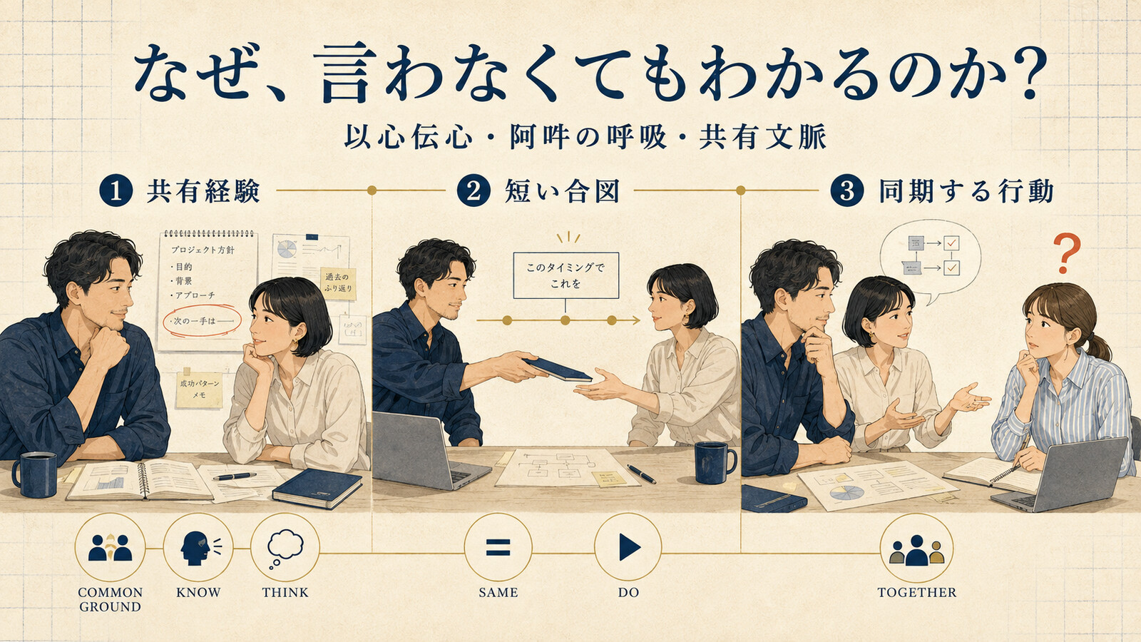 以心伝心・阿吽の呼吸・共有文脈が短い合図と同期する行動を生む仕組み