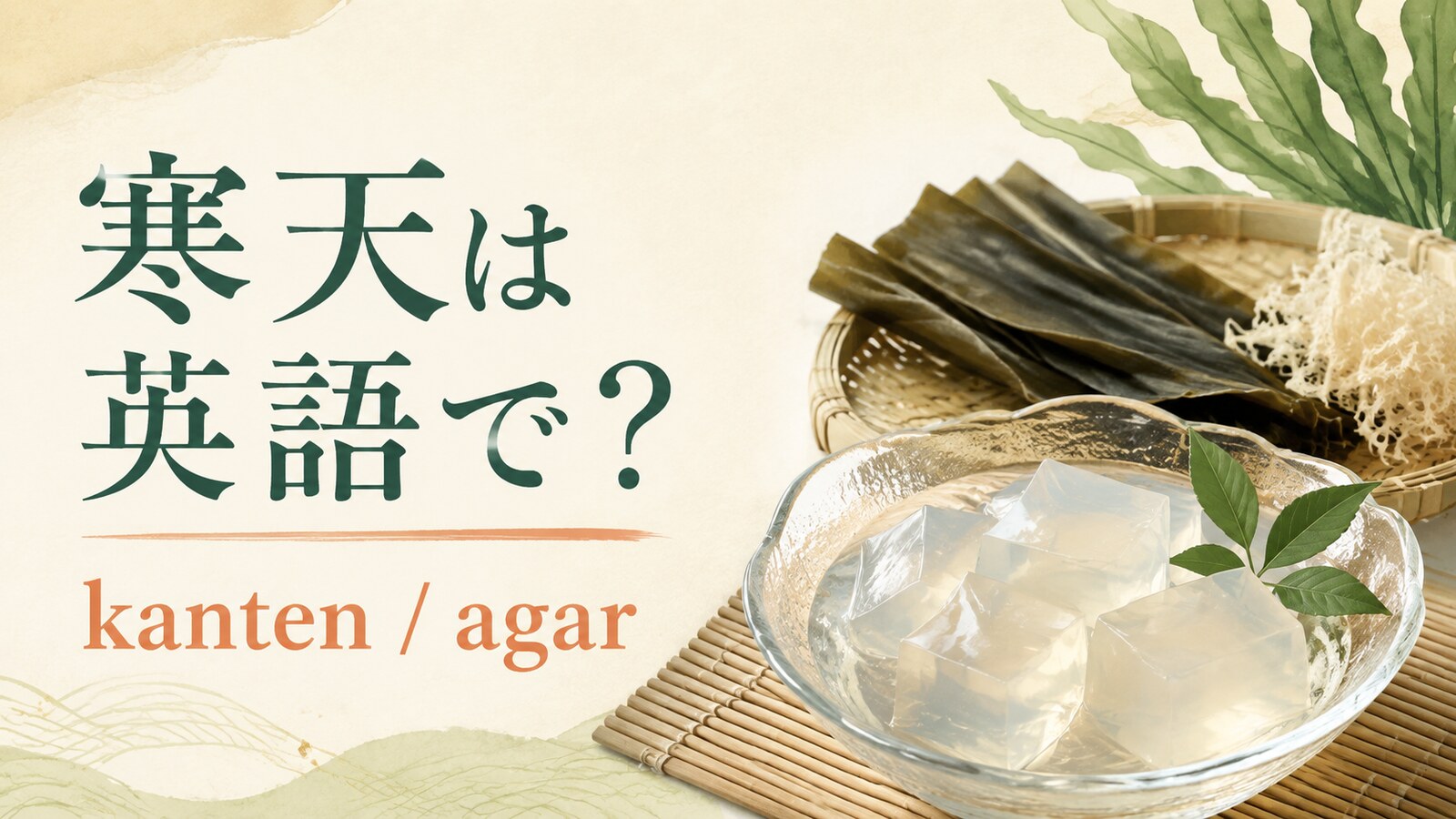 寒天は英語でkantenと表すことを紹介するアイキャッチ画像