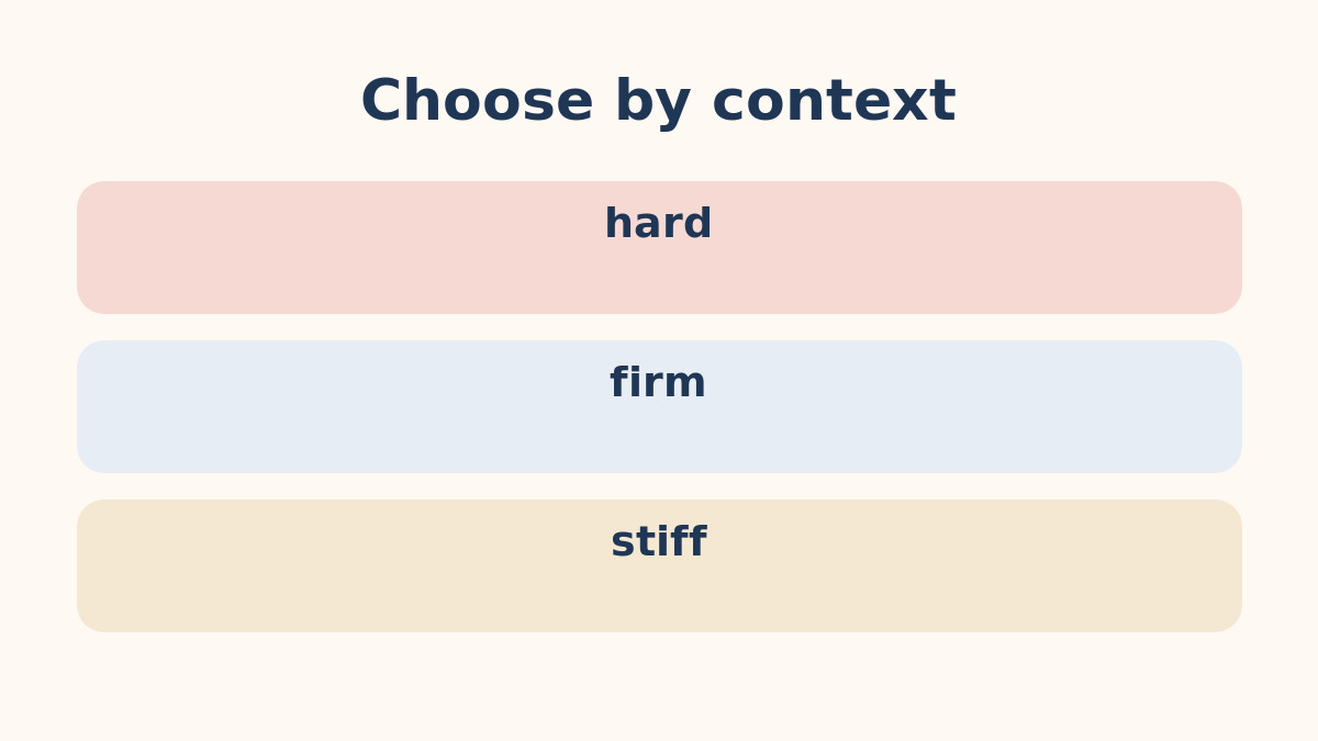 hard・firm・stiffの違いを示す比較図
