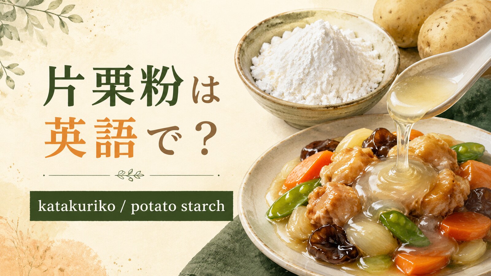 片栗粉は英語でkatakurikoと表すことを紹介するアイキャッチ画像