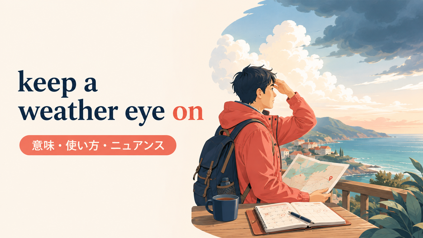 keep a weather eye onの意味は？使い方・ニュアンス・例文と簡単な言い換え