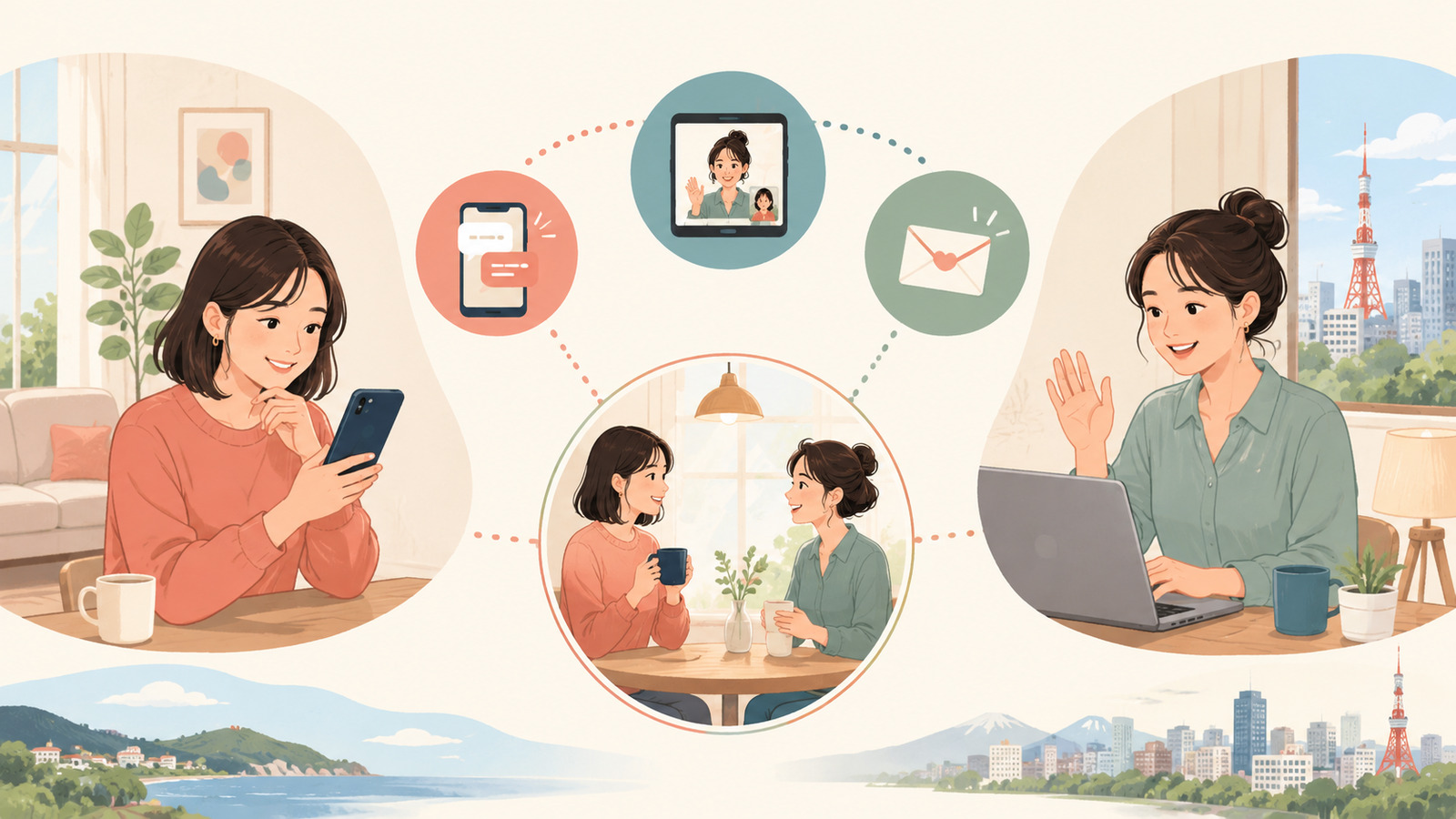 keep in touch withの中心イメージを図で解説