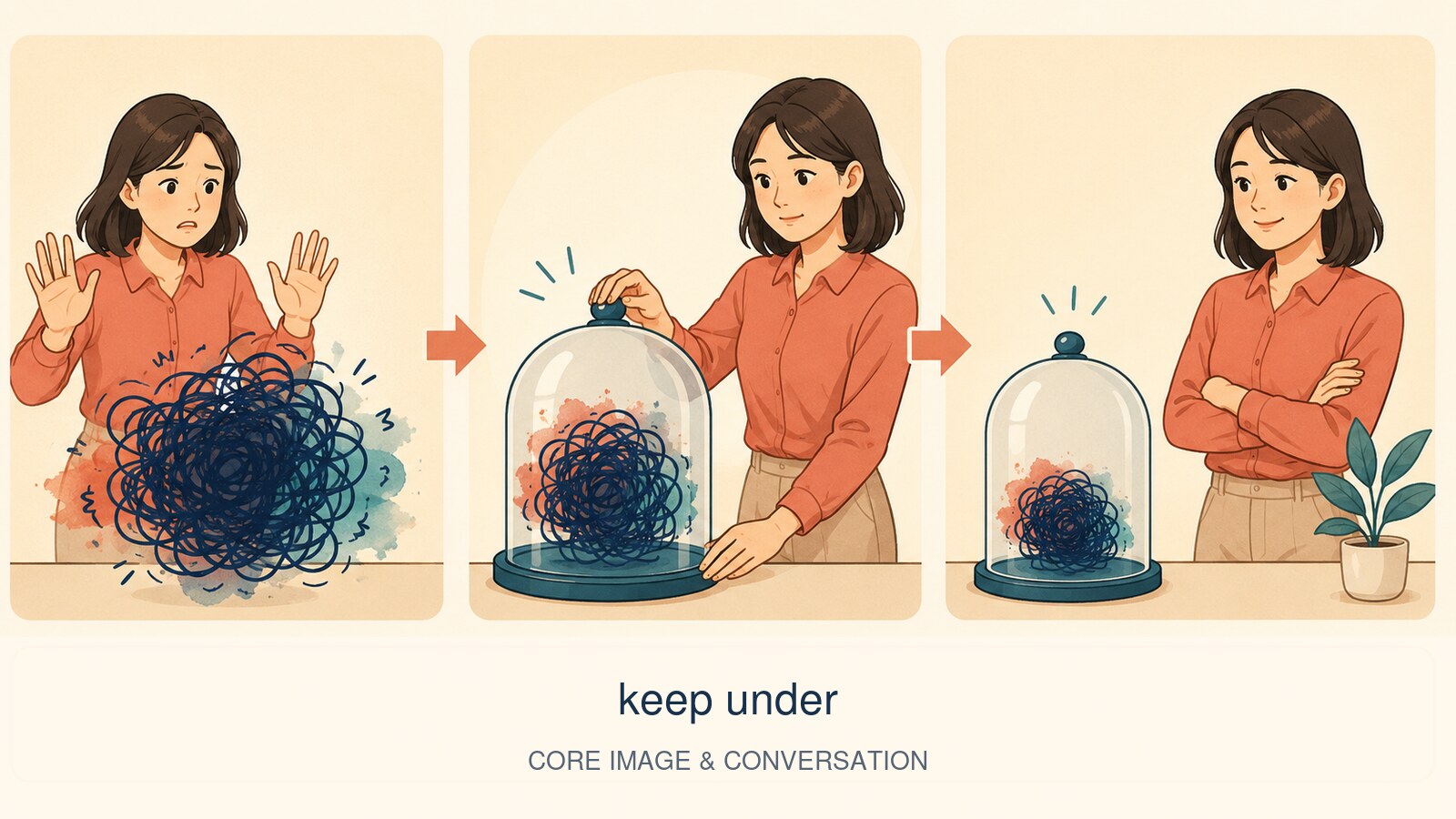 keep underの意味を示す解説イラスト