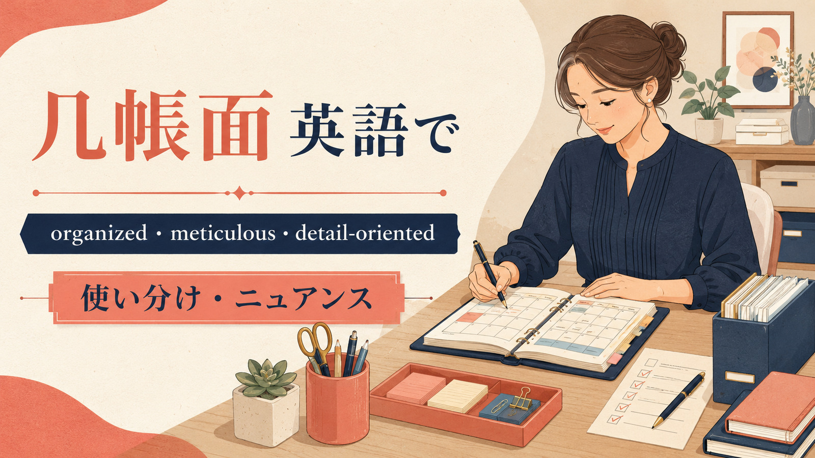 「几帳面」は英語で?organized・meticulous・detail-orientedの違い