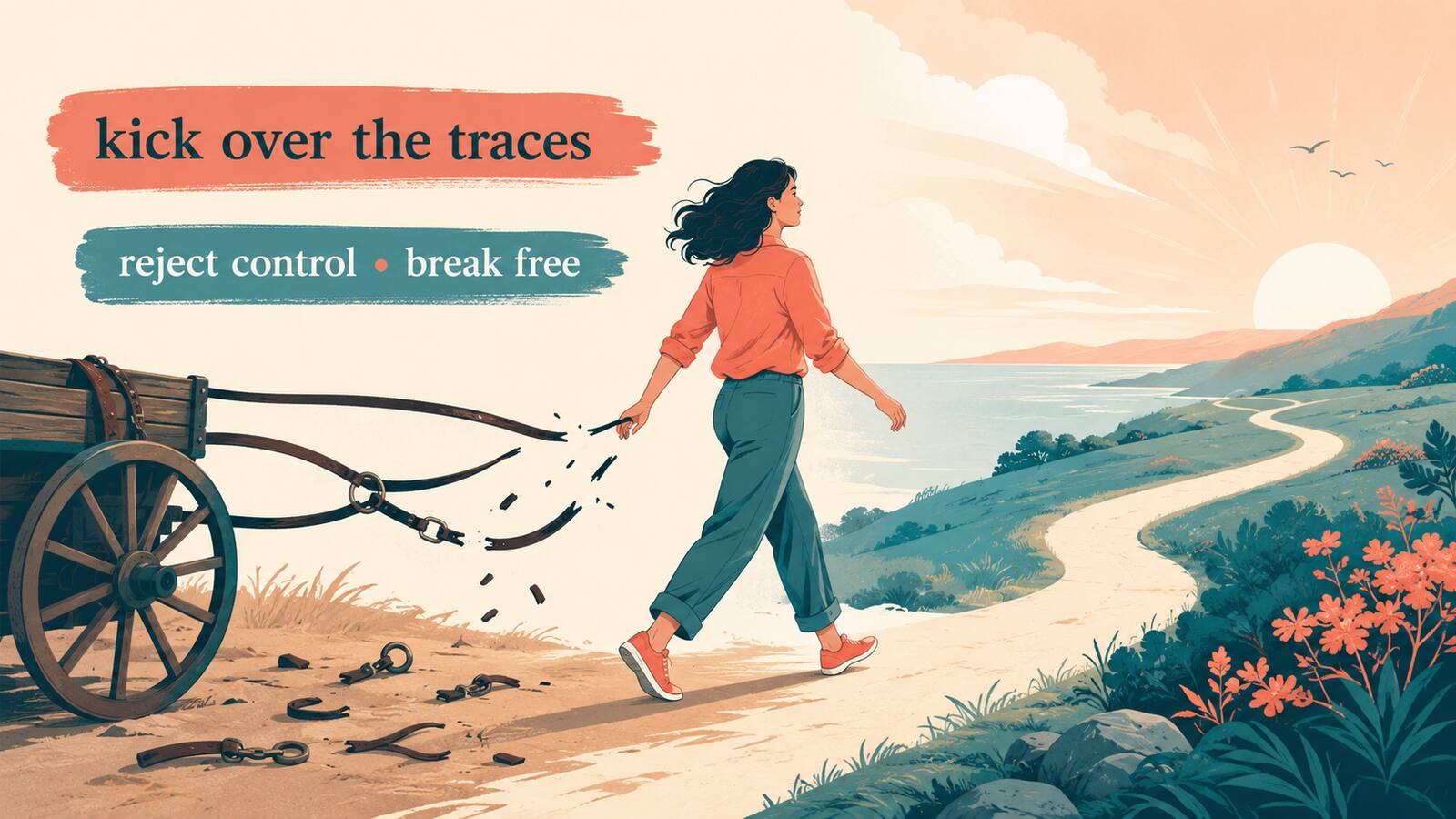 kick over the tracesが束縛を振り切ることを示す解説画像