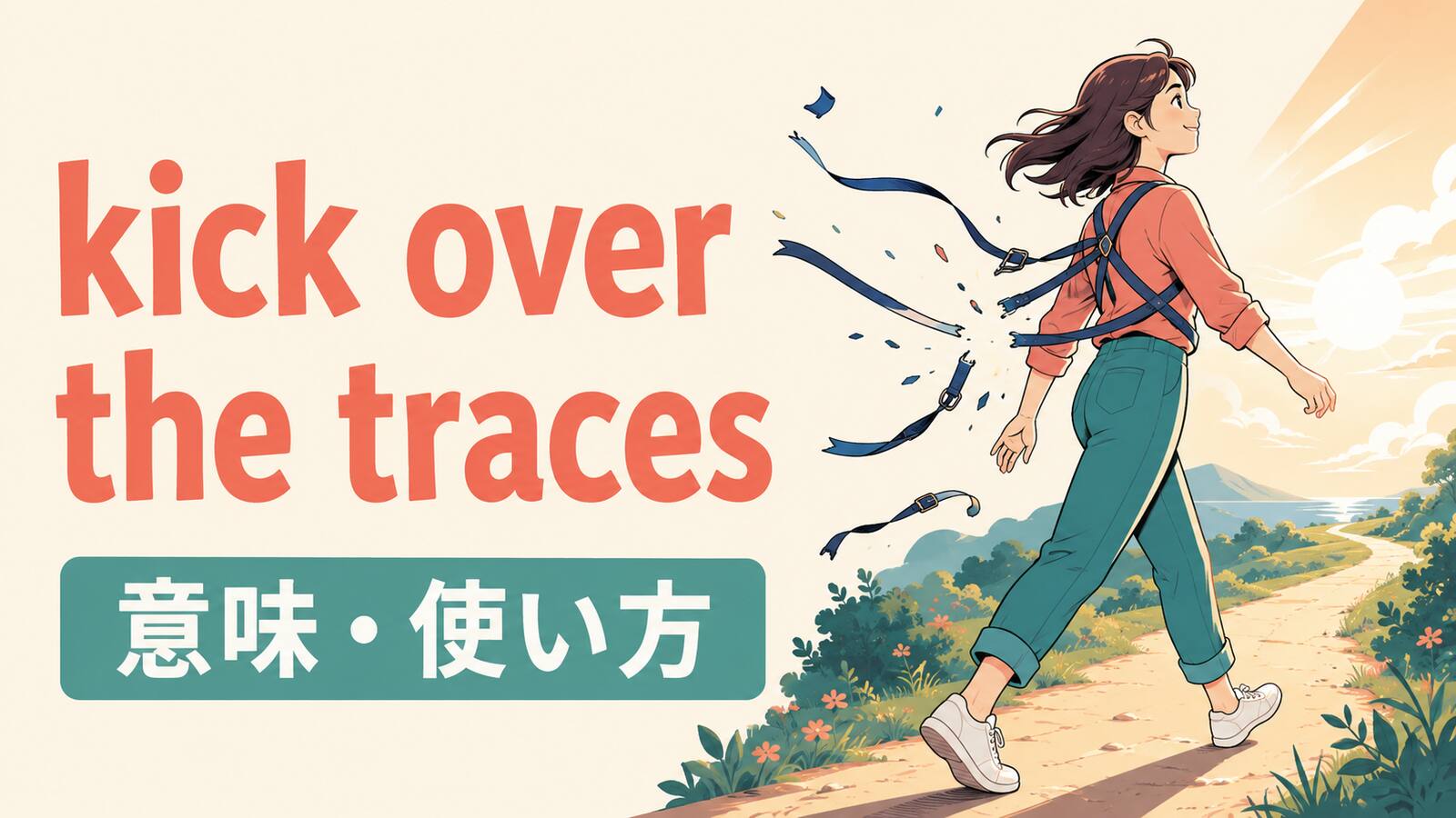kick over the tracesの意味と使い方を解説するアイキャッチ画像