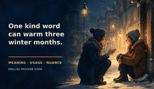 One kind word can warm three winter months.の意味・使い方｜ニュアンスと例文を解説