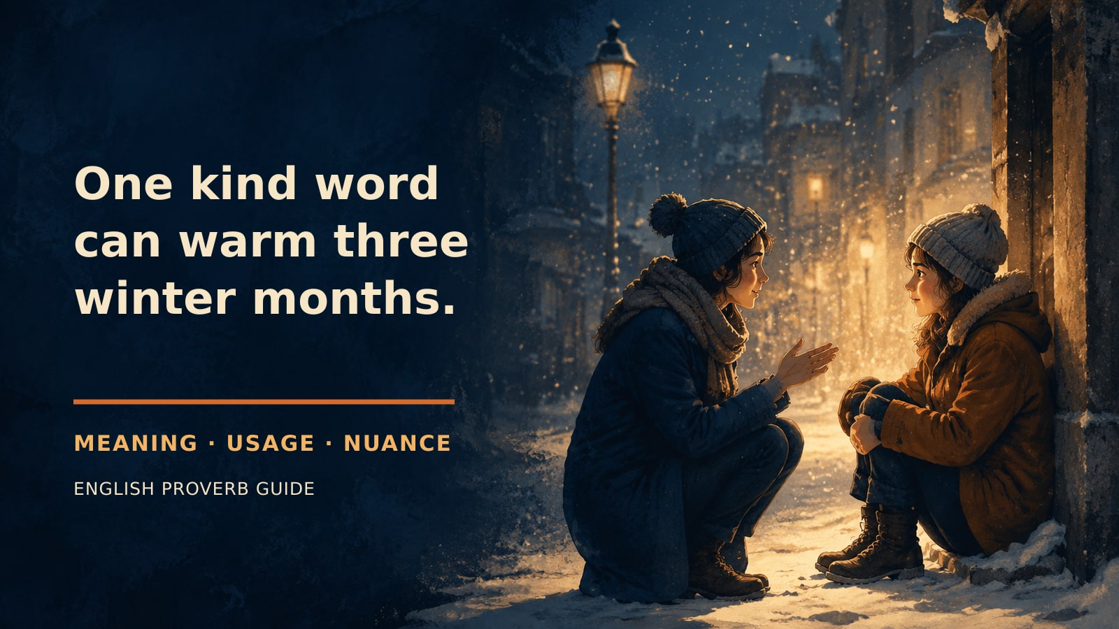 One kind word can warm three winter months.の意味・使い方｜ニュアンスと例文を解説
