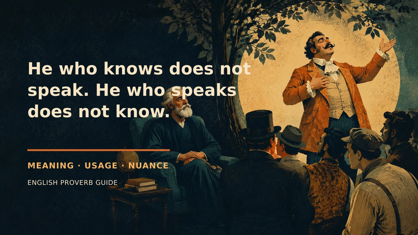 He who knows does not speak. He who speaks does not know.の意味・使い方｜ニュアンスと例文を解説