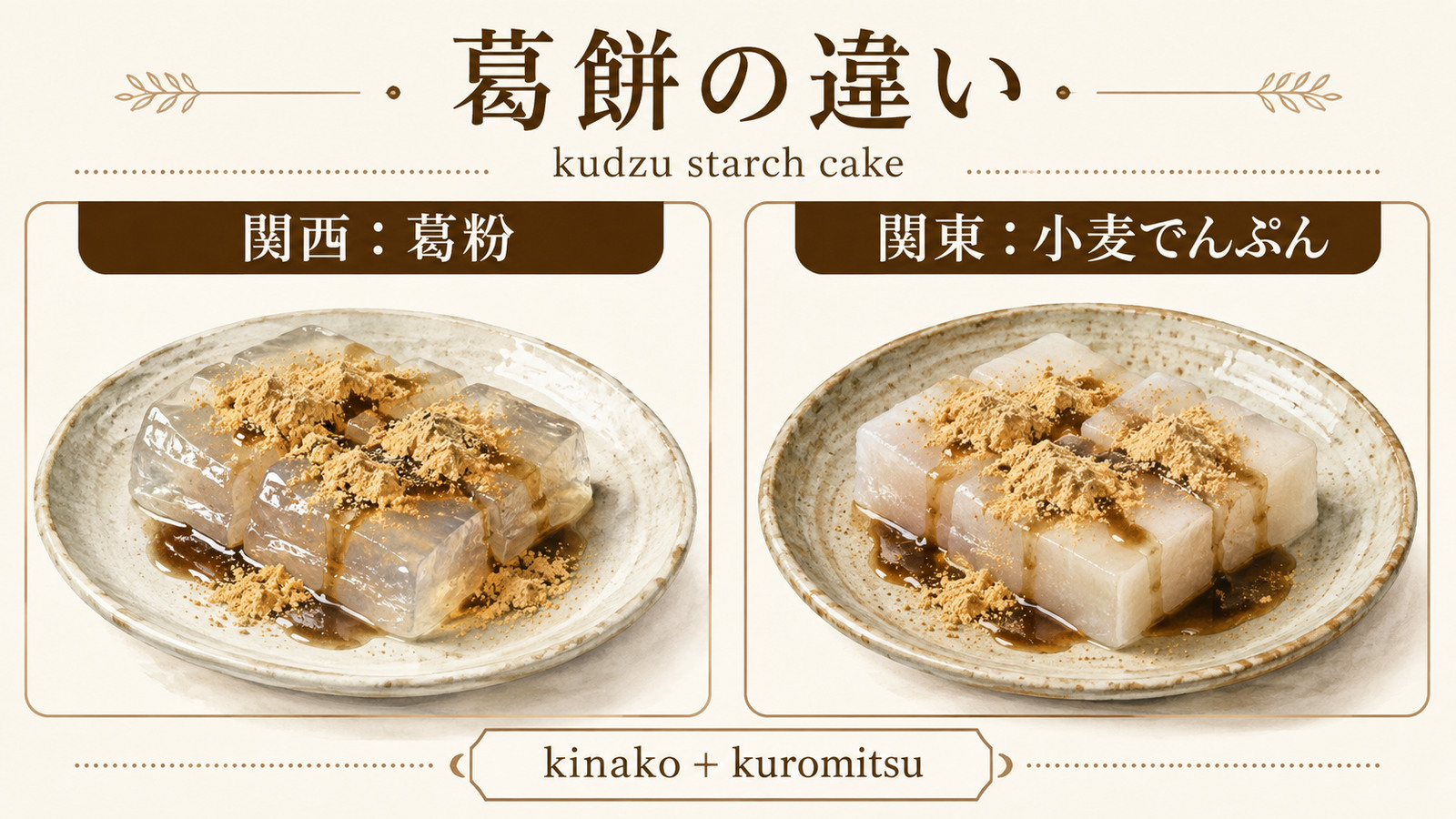 葛餅の英語名と特徴を示す解説画像