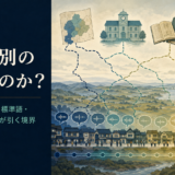 方言連続体に国家・学校・文字・自己認識が異なる境界を引く図
