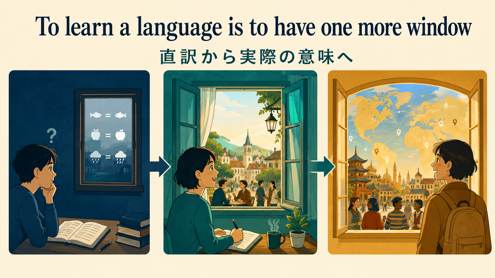 To learn a language is to have one more windowを直訳から理解する解説図