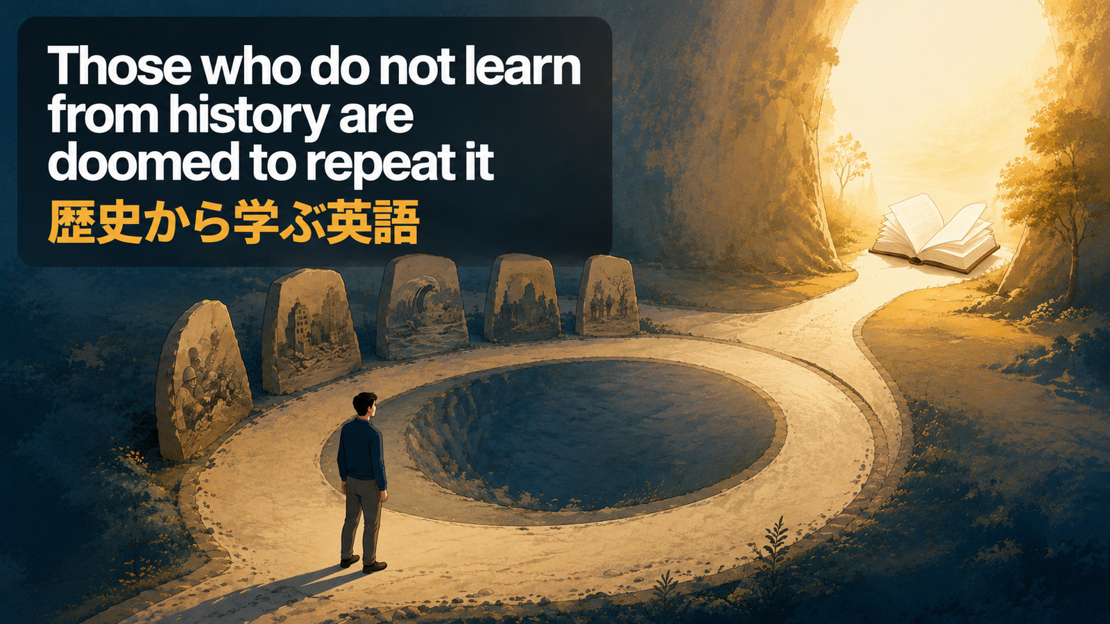 Those who do not learn from history are doomed to repeat itの意味・使い方を解説するアイキャッチ
