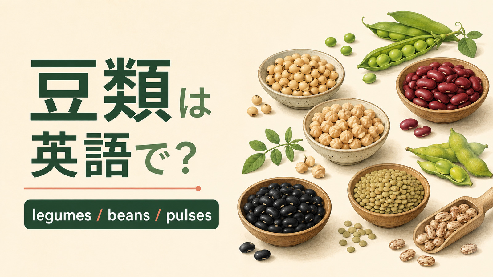 豆類を英語で|legumes・beans・pulsesの違い