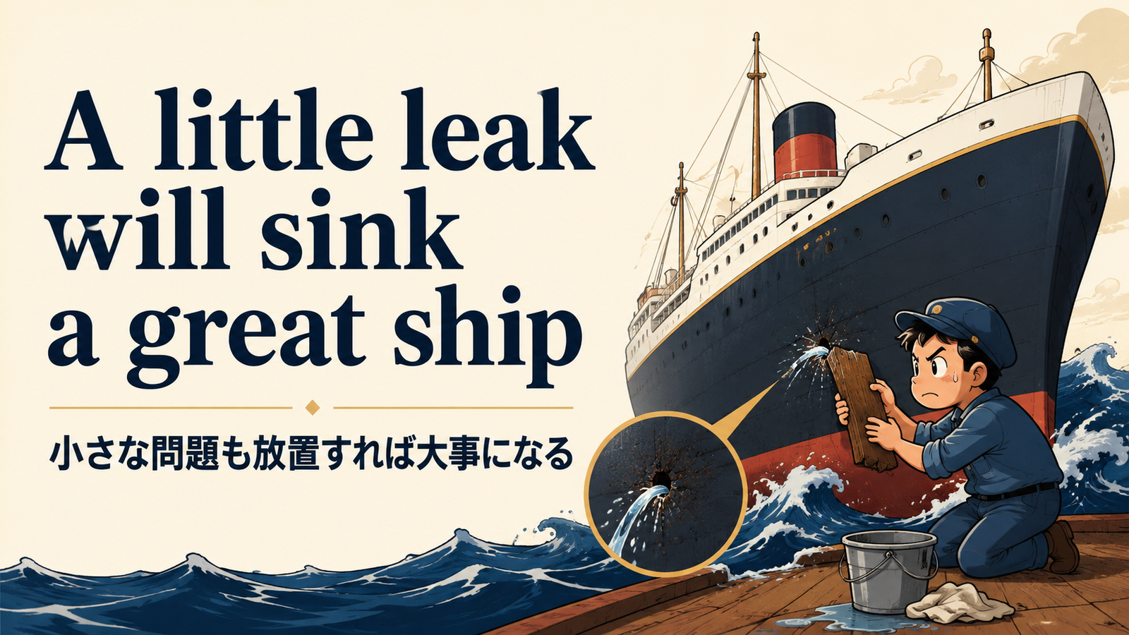 A little leak will sink a great shipの意味