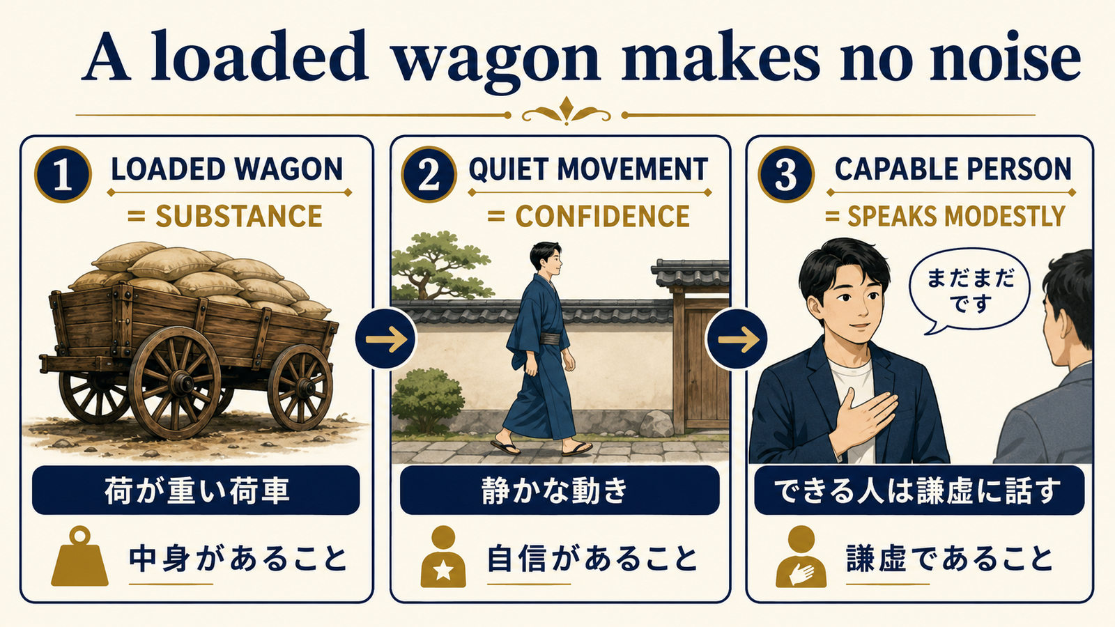 実力のある人ほど騒がない意味を図解