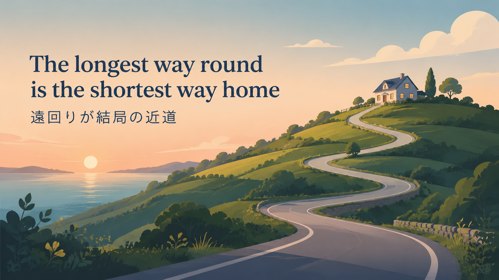 The longest way round is the shortest way homeの意味と使い方