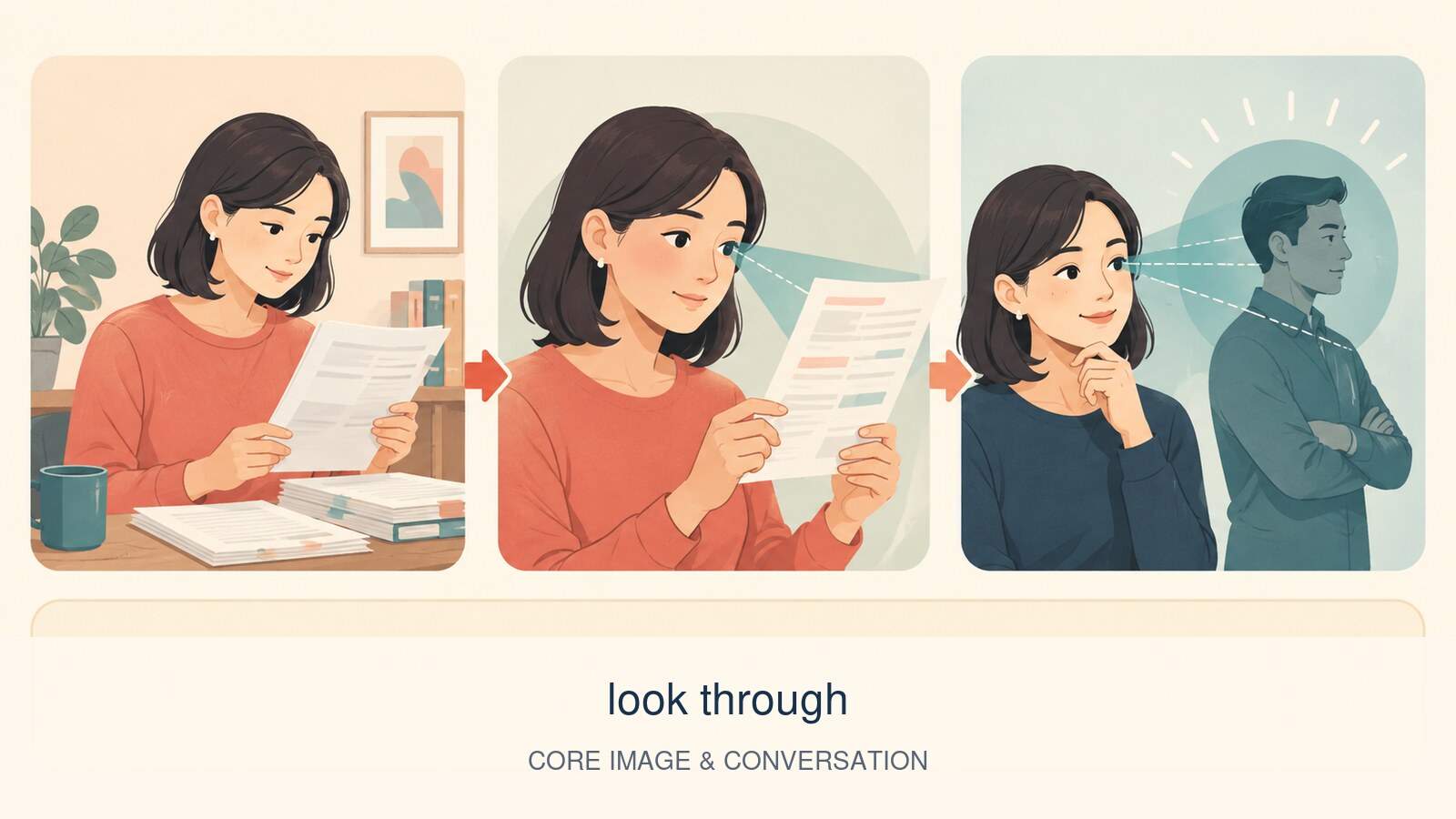 look throughの意味を示す解説イラスト