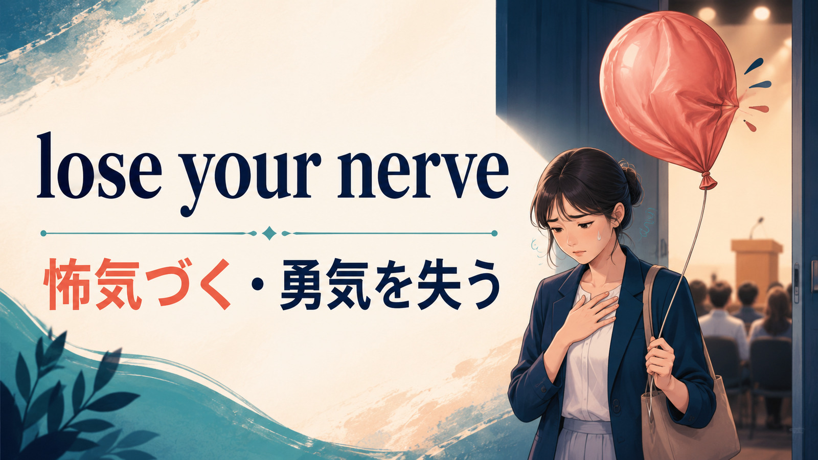 lose your nerveの意味・使い方・ニュアンスを解説するアイキャッチ画像