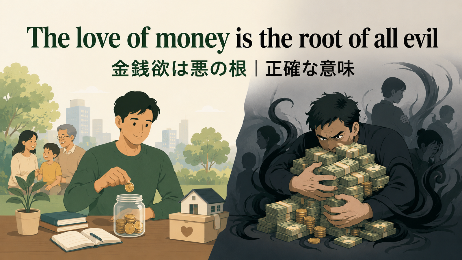 The love of money is the root of all evilの意味と使い方
