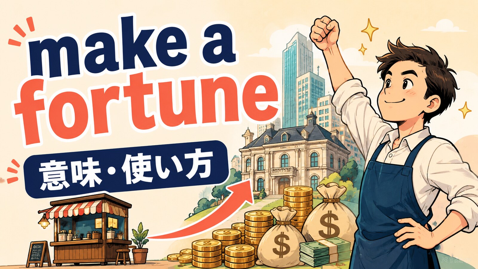 make a fortuneの意味は？使い方・ニュアンス・例文と似た表現との違い