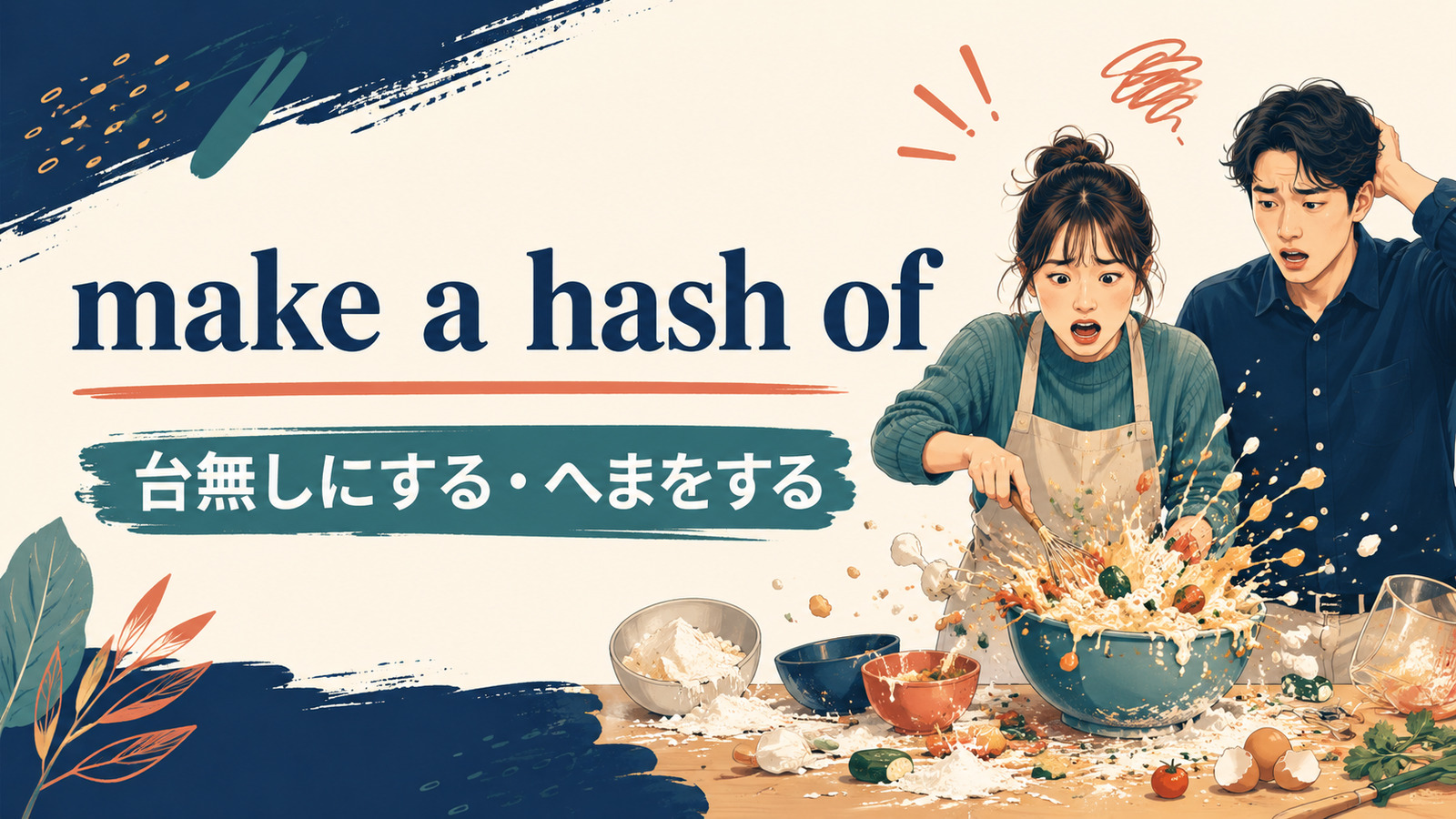 make a hash ofの意味・使い方・ニュアンスを解説するアイキャッチ画像