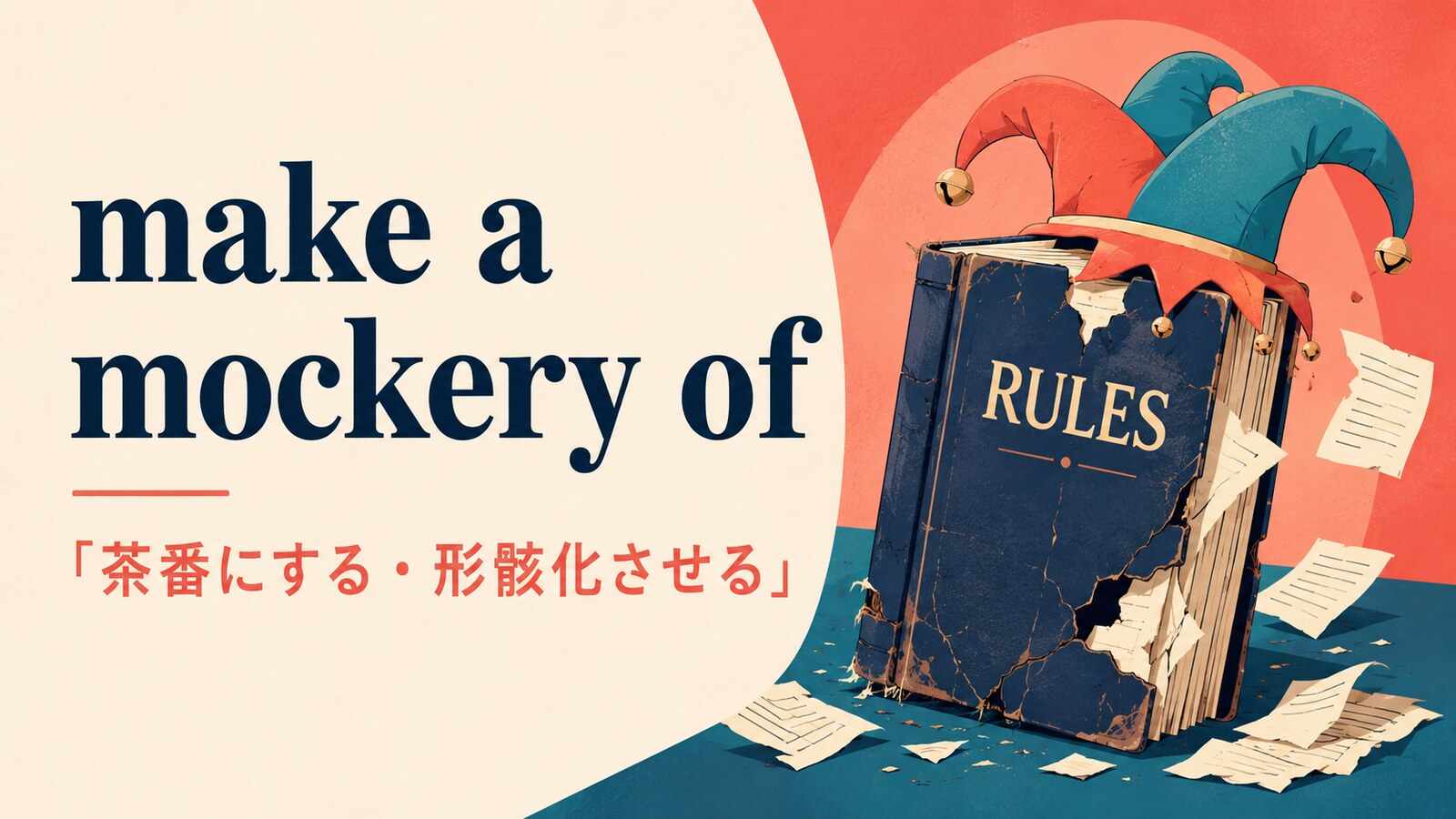 make a mockery ofの意味は？使い方・ニュアンス・例文と似た表現との違い