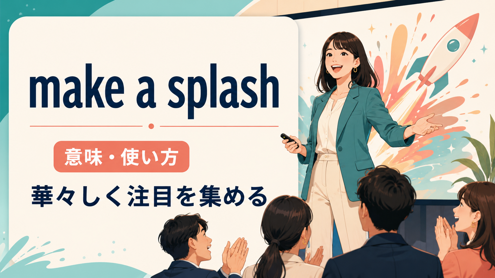 make a splashの意味・使い方を解説するアイキャッチ