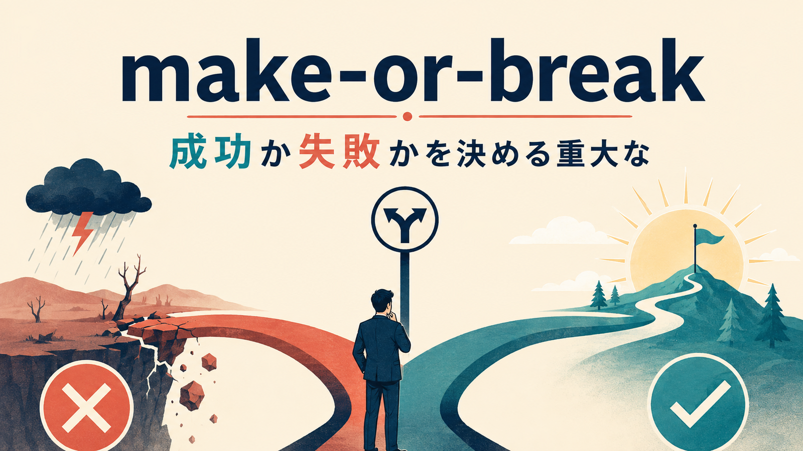 make-or-breakの直訳と実際のニュアンスを示す図解