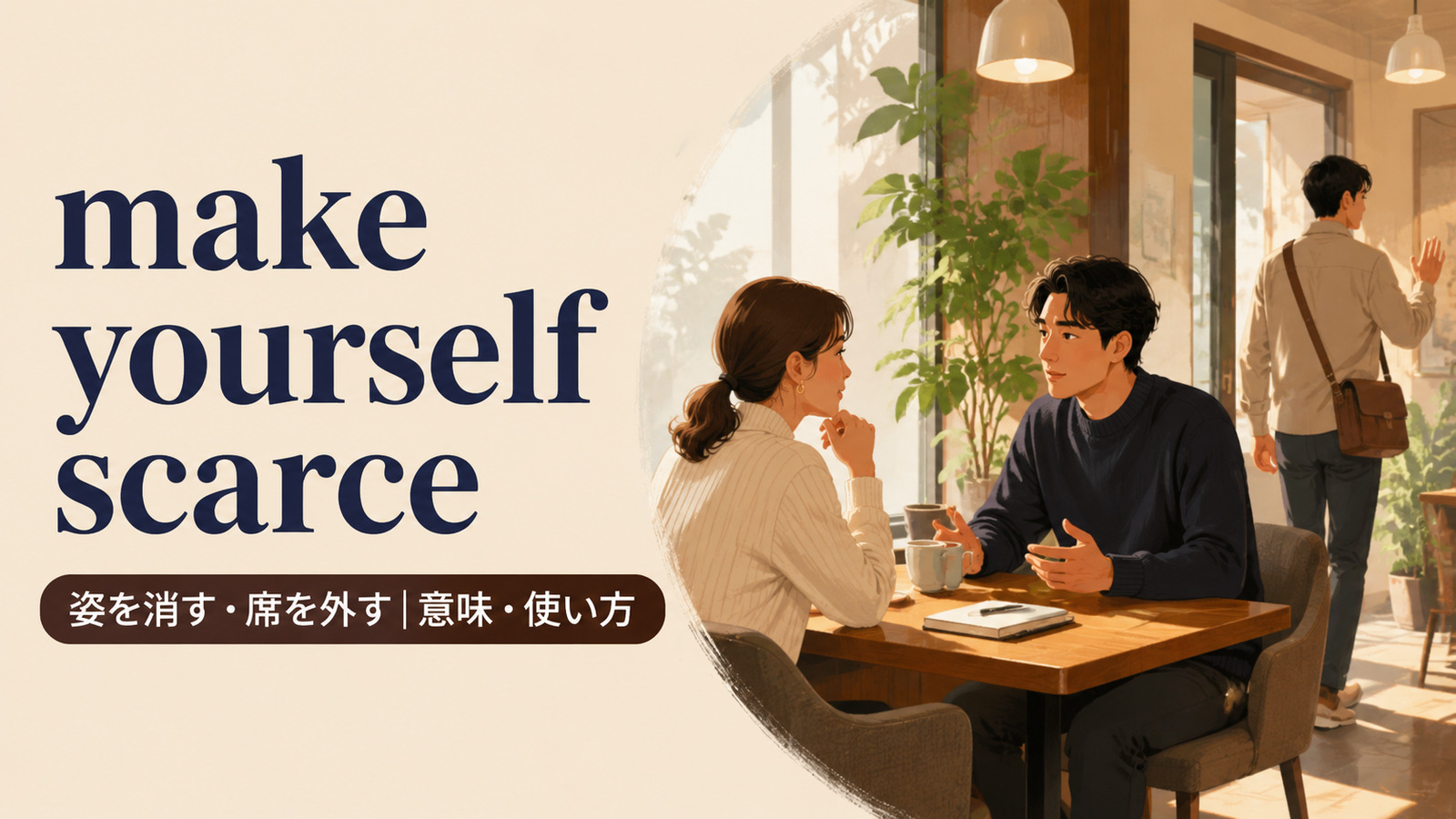 make yourself scarceの意味・使い方を解説するアイキャッチ画像