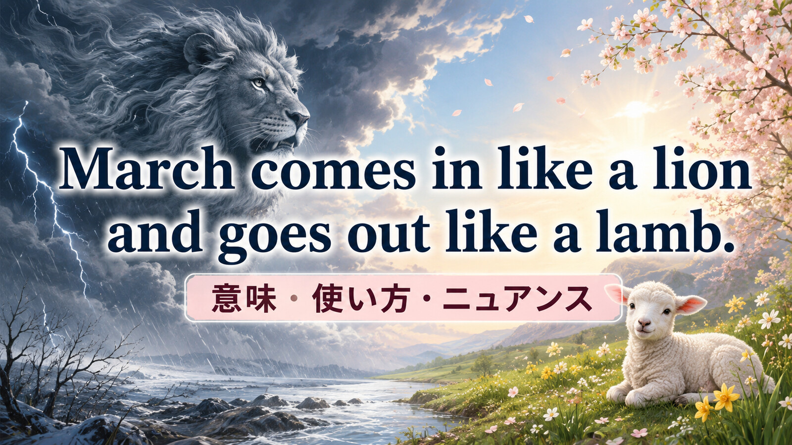 March comes in like a lion and goes out like a lamb.の意味は？使い方・ニュアンスと例文