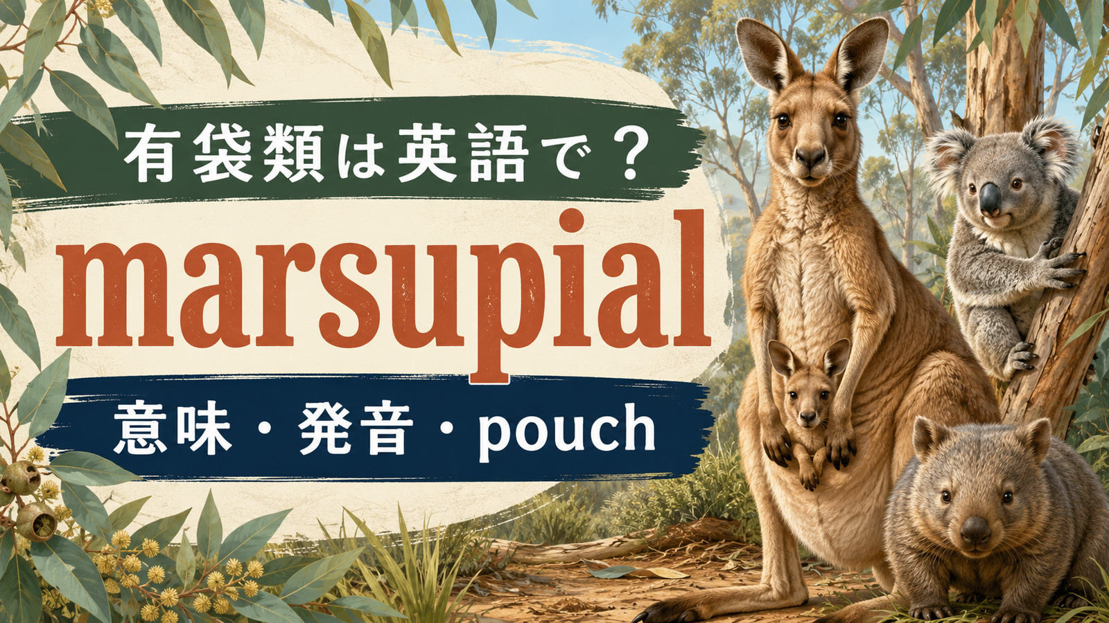 有袋類は英語で|marsupialの意味・発音・pouch