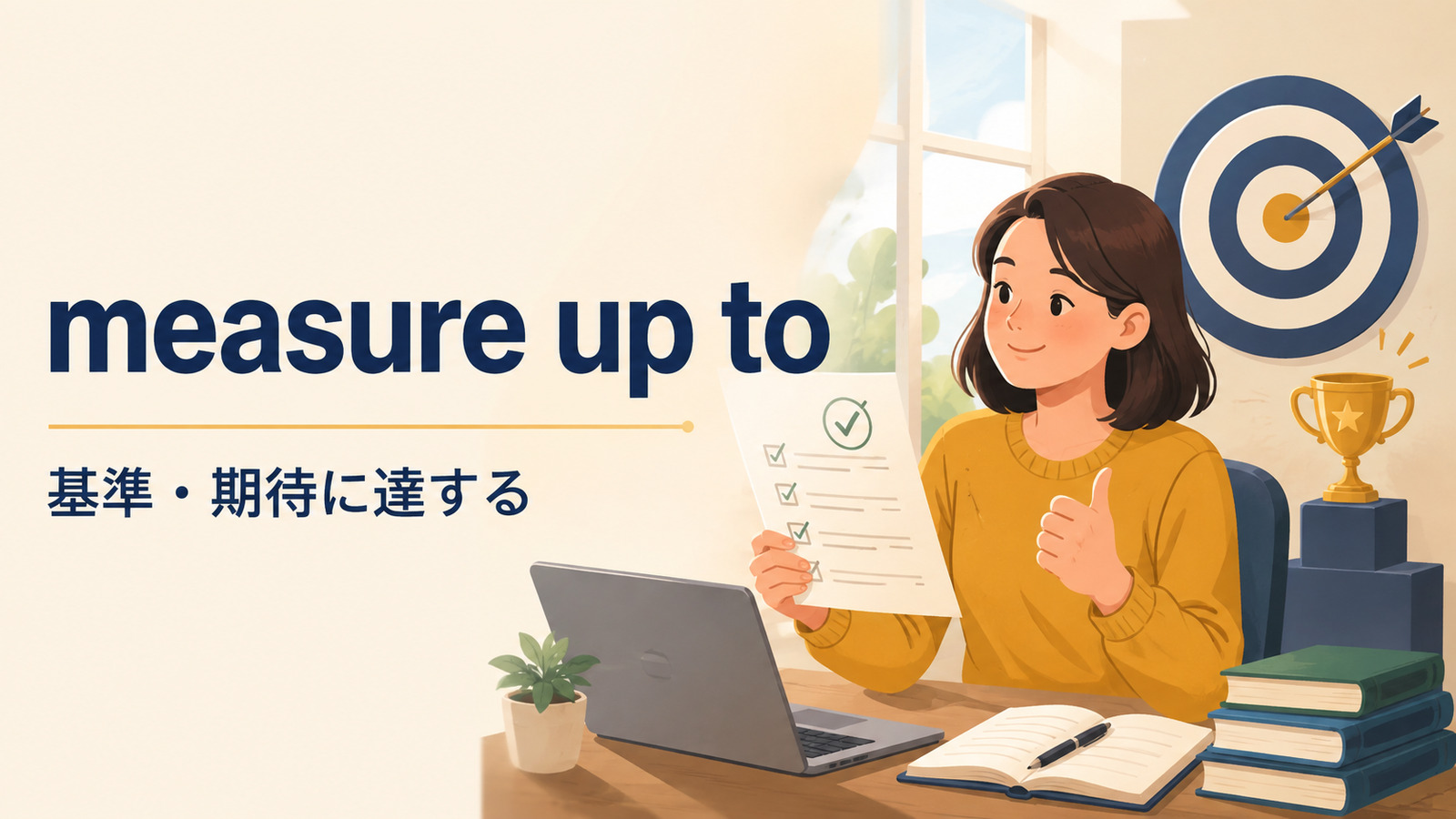 measure up toの意味は？使い方・ニュアンス・例文と簡単な言い換え