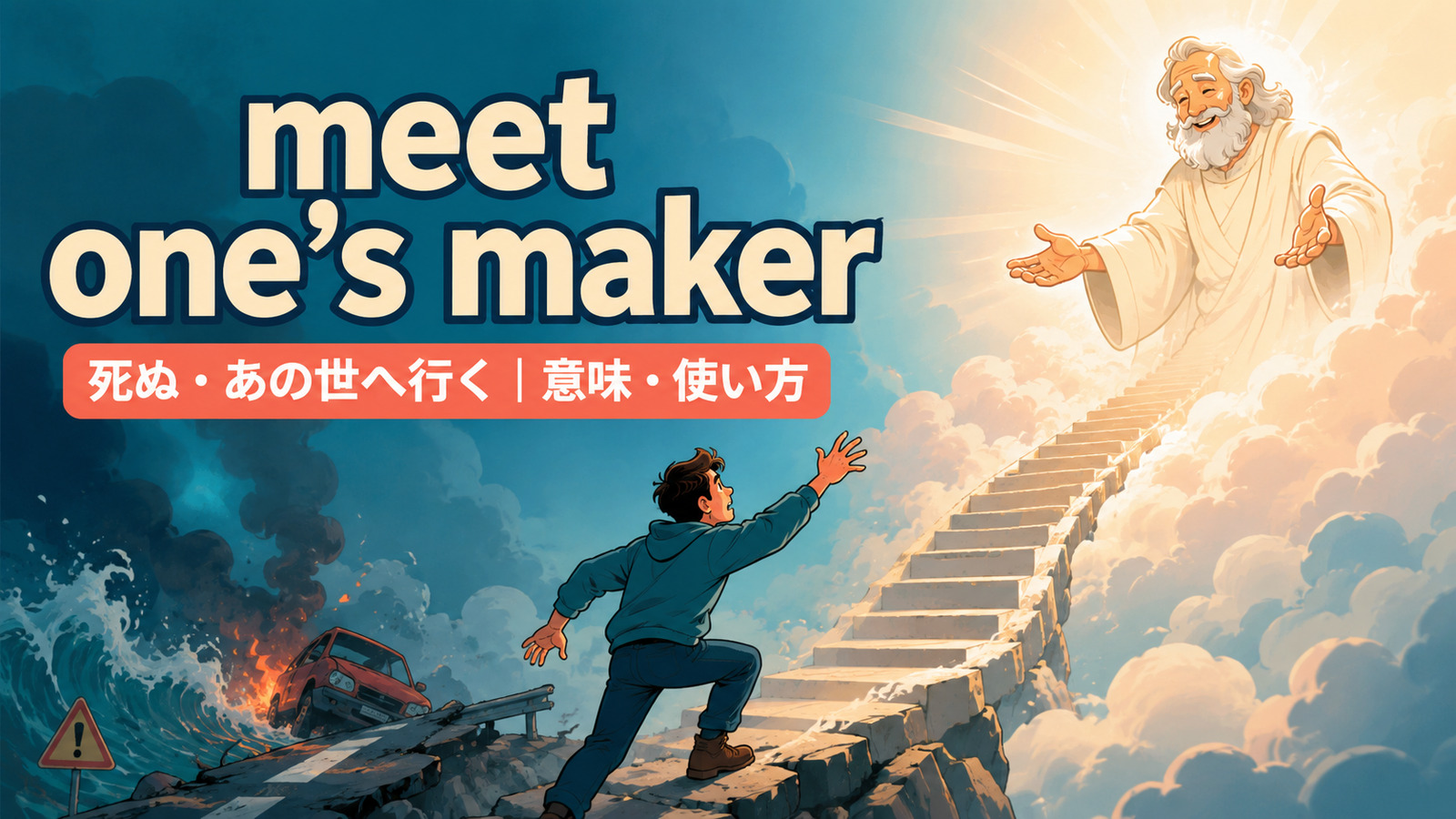 meet one’s makerの意味・使い方を解説するアイキャッチ画像