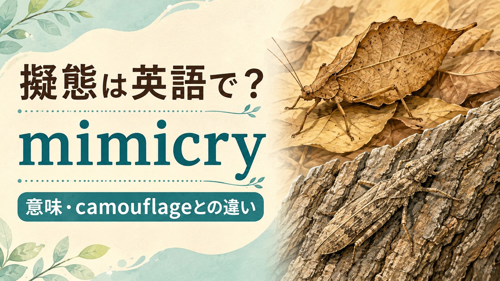擬態は英語でmimicry。意味とcamouflageとの違い
