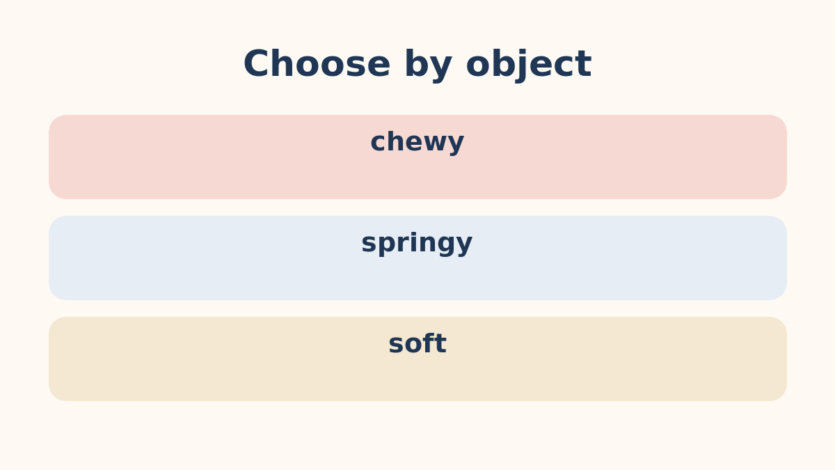 chewy・springy・softの違いを示す比較図