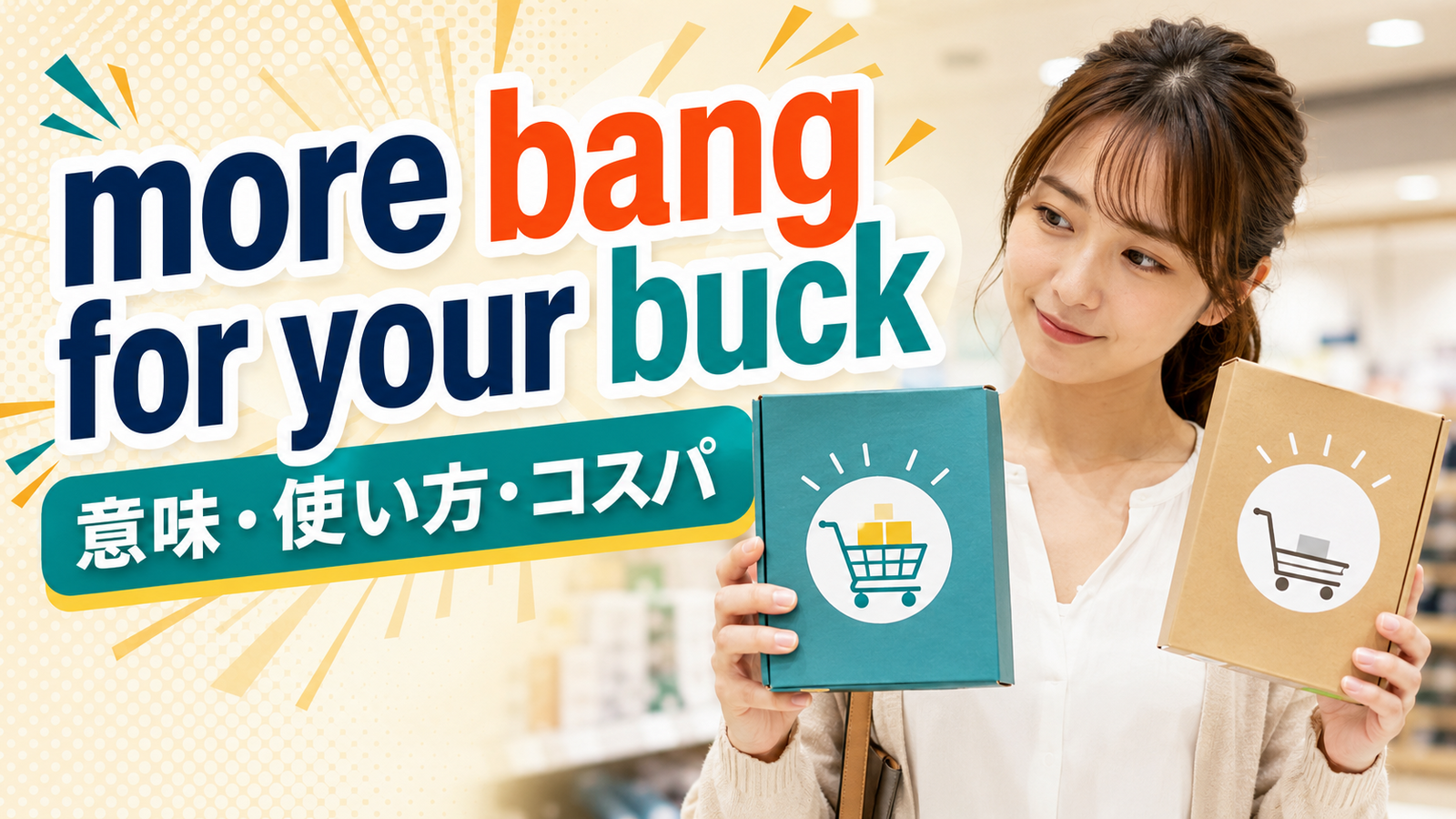 more bang for your buckの意味と使い方を解説するアイキャッチ