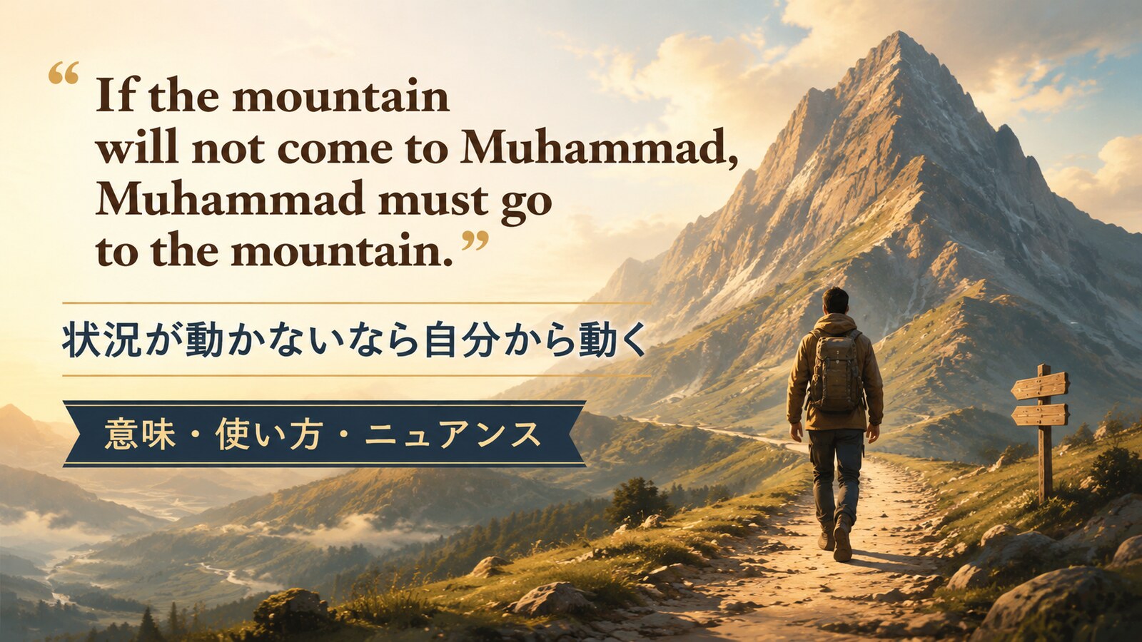 If the mountain will not come to Muhammad, Muhammad must go to the mountain.の意味・使い方・ニュアンス｜例文と簡単な言い換え