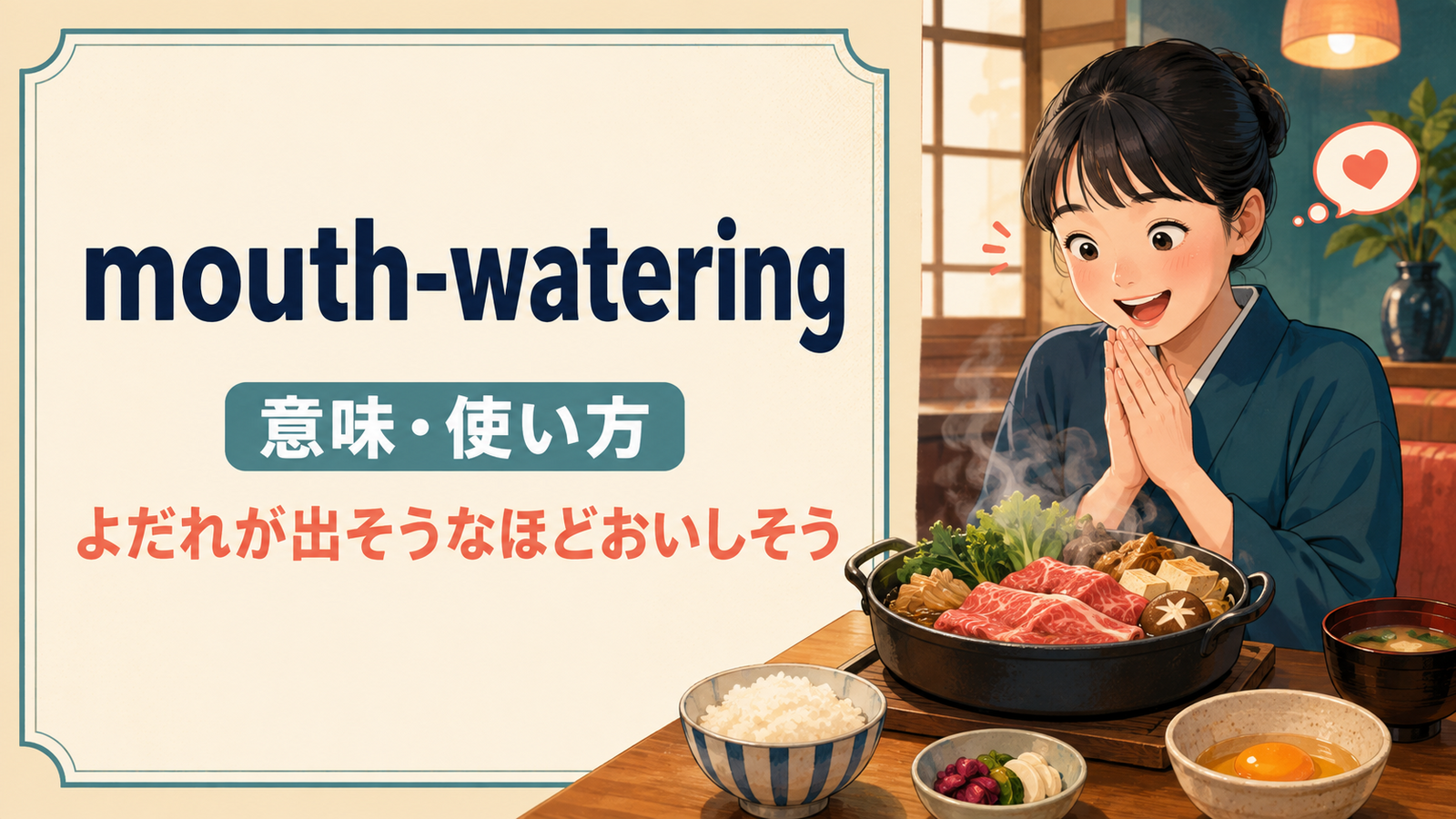 mouth-wateringの意味・使い方を解説するアイキャッチ