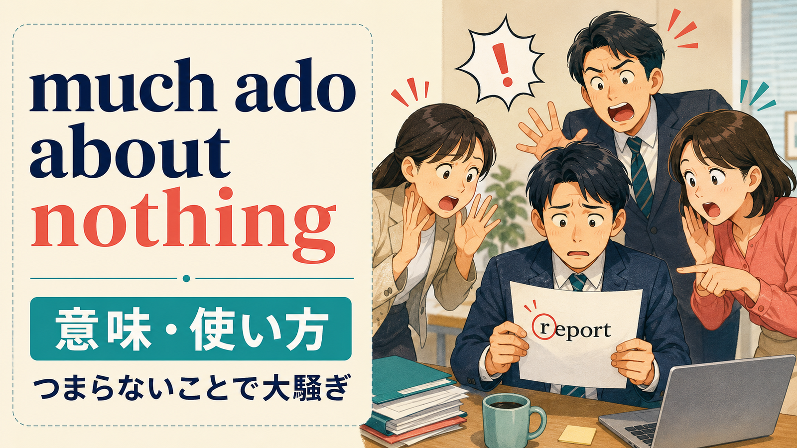 much ado about nothingの意味・使い方を解説するアイキャッチ
