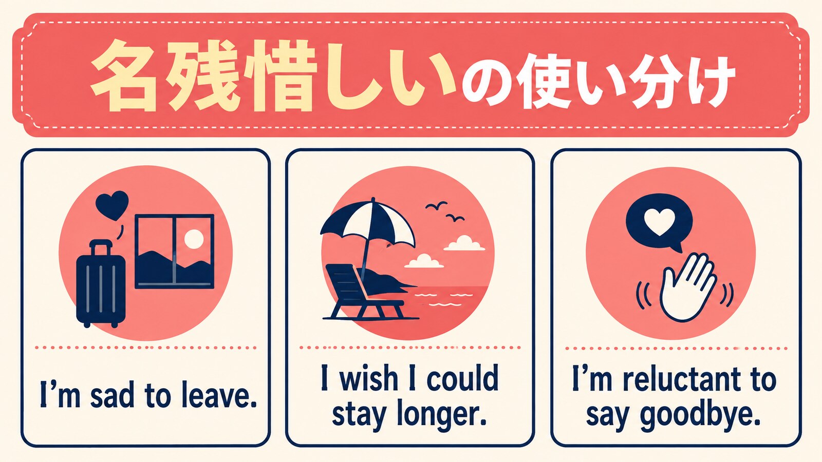 名残惜しいの英語表現の使い分け