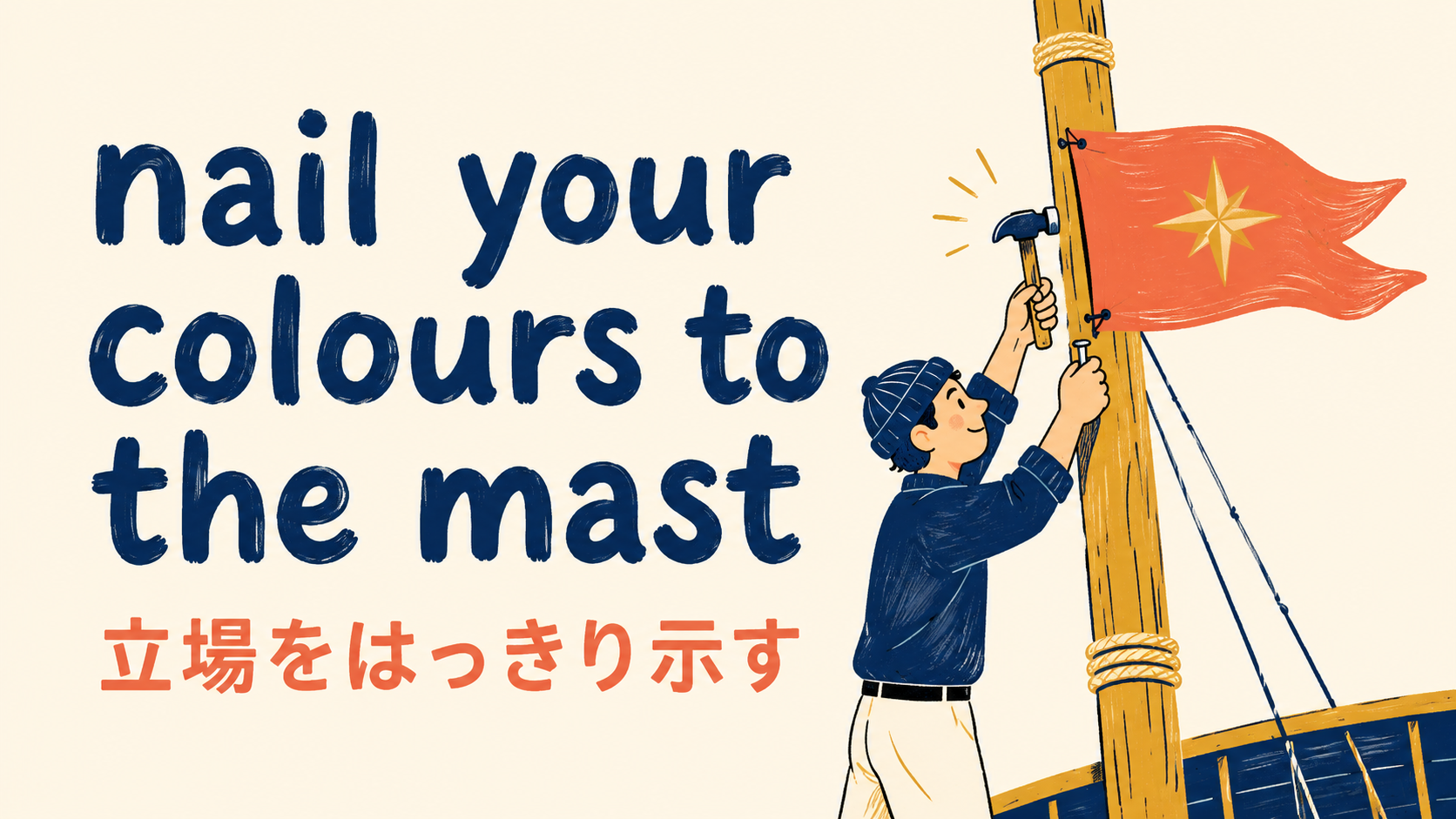 nail your colours to the mastの意味・使い方・ニュアンスを解説